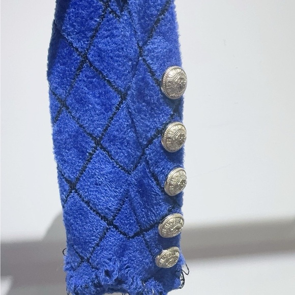 Authentic Balmain Blue Quilted Jacket - Picture 4 of 7